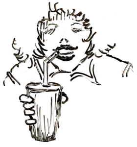 ラフ画　飲む